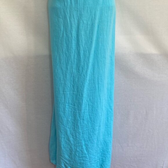 E-105 Hot Cotton PLUS SIZE 2X Teal 100% Linen Sleeveless Summer Maxi Dress - Picture 2 of 12